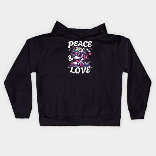 Cool Unicorn Spreads Peace & Love 🕶 Kids Hoodie